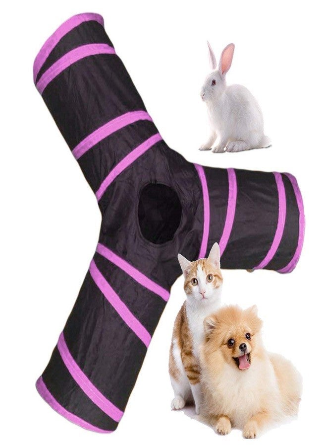 ويستيرن إرا لعبة نفق القطط العملاقة من ويسترن إيرا، قابلة للطي بثلاث طرق للعب في الأماكن المغلقة والمفتوحة مع كرة لعبة معلقة للقطط والأرانب وخنازير غينيا (لون وردي) - Image 1